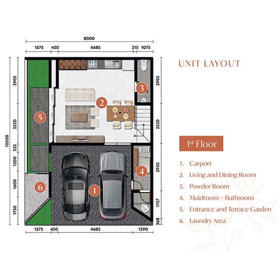 Denah tipe A lantai 1 amayana residence