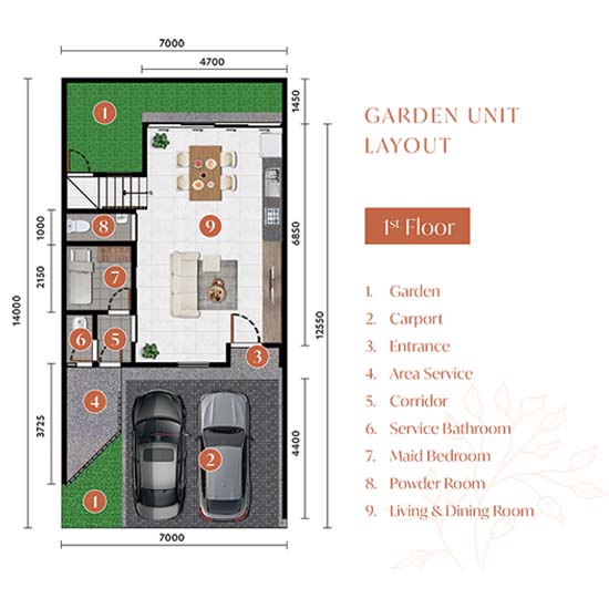 Denah tipe B lantai 1 amayana residence